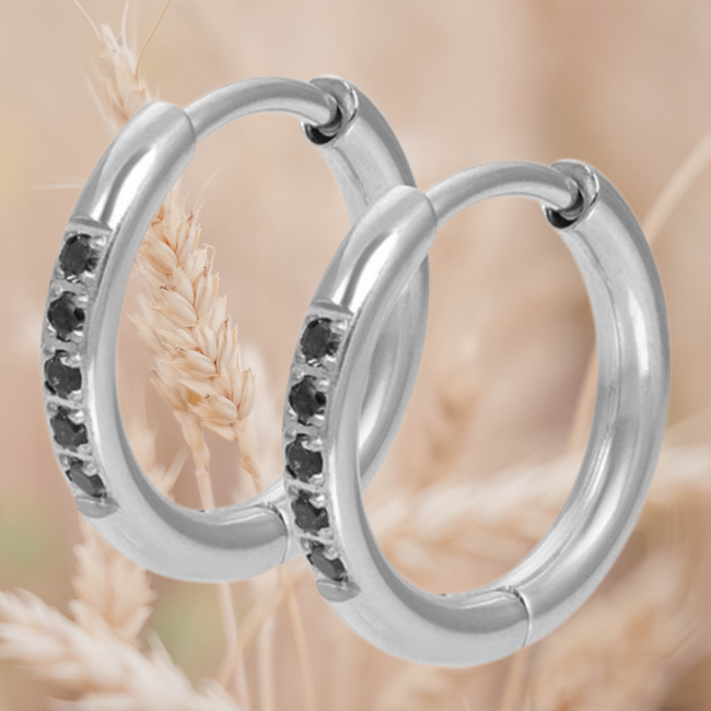 IXXXI Zilver party Sieraden met zwarte crystal bloem