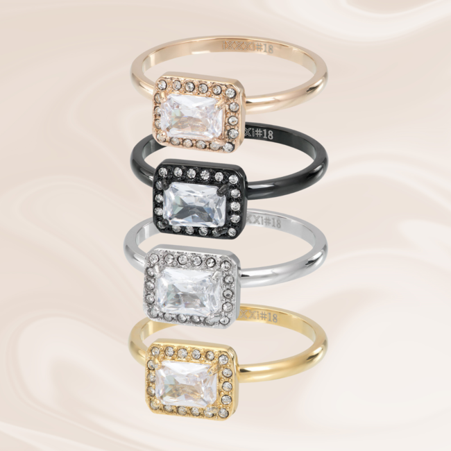 IXXXI Zwarte Sieraden met crystal rechthoek steen