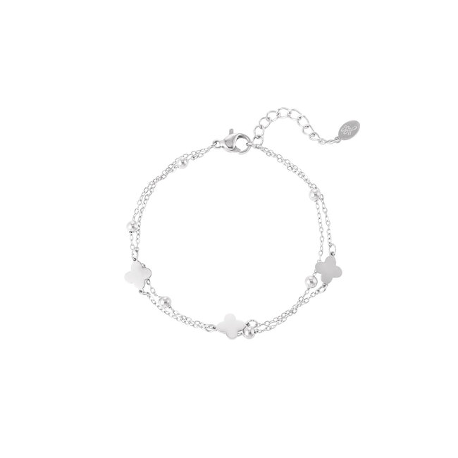 Beadle Zilveren klaver armband of hartjes ring