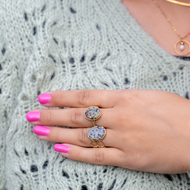 Bohm Paris Goud ring met dalmatier jasper steen