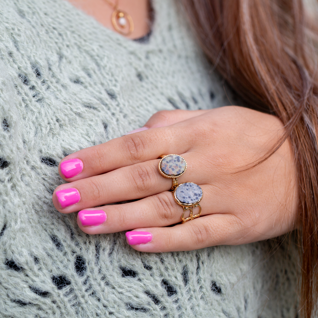 Bohm Paris Goud ring met dalmatier jasper steen