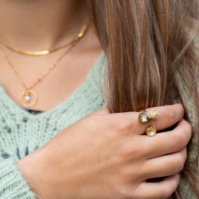 Beadle Goud witte dubbele schakel en cirkel ketting