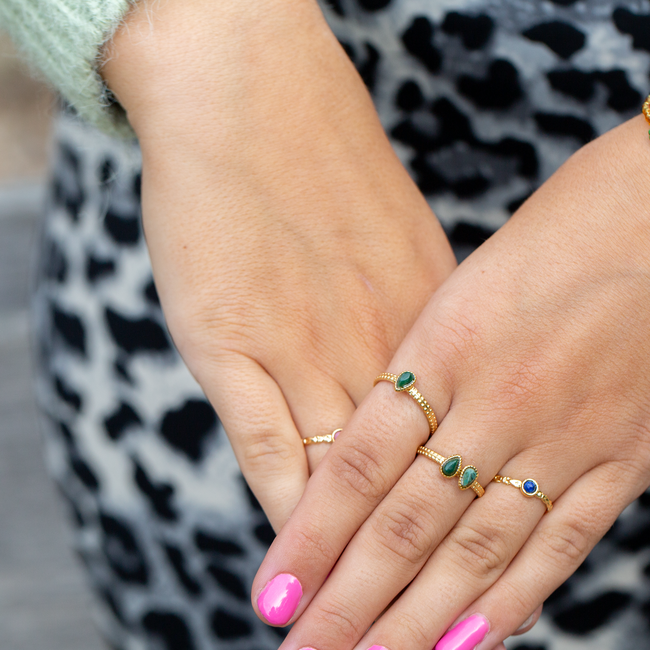 Bohm Paris Druppel jasper groene natuursteen ringen