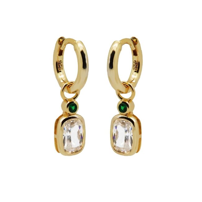 KARMA Goldplated fuchsia groene oorbellen