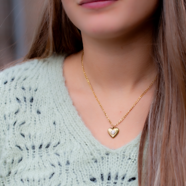 Day & Eve  Goud  ketting hart