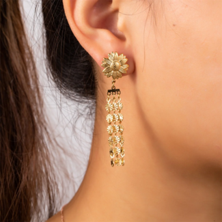 Day & Eve  Zonnebloem goud oorbellen