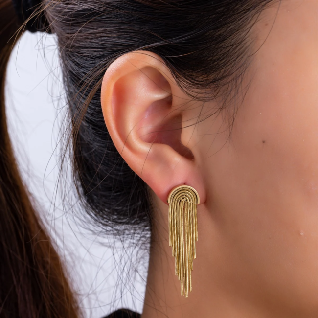 Day & Eve by Go Dutch Label Gouden regenboog sliertjes oorbellen