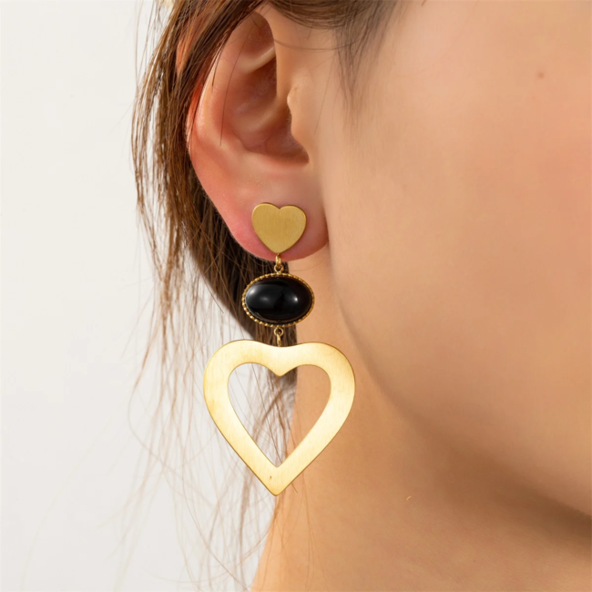 Day & Eve  Big hearts gouden oorbellen