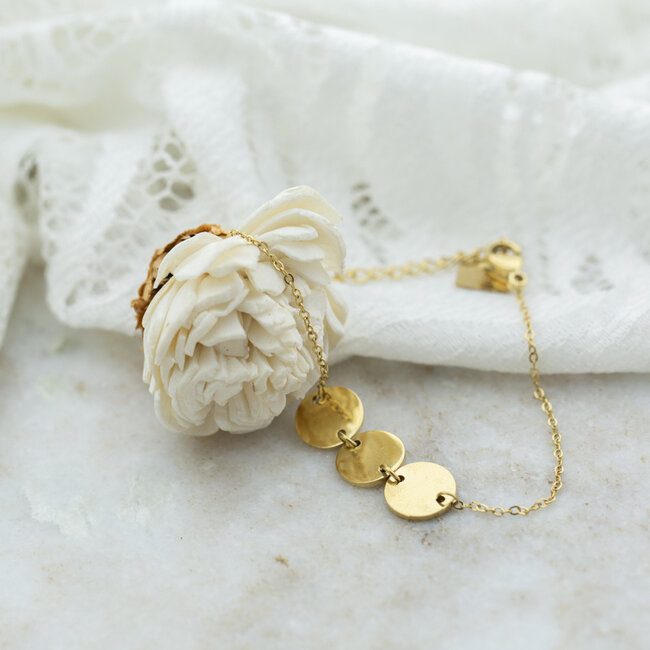 ZAG  Bijoux armband goud met drie muntjes