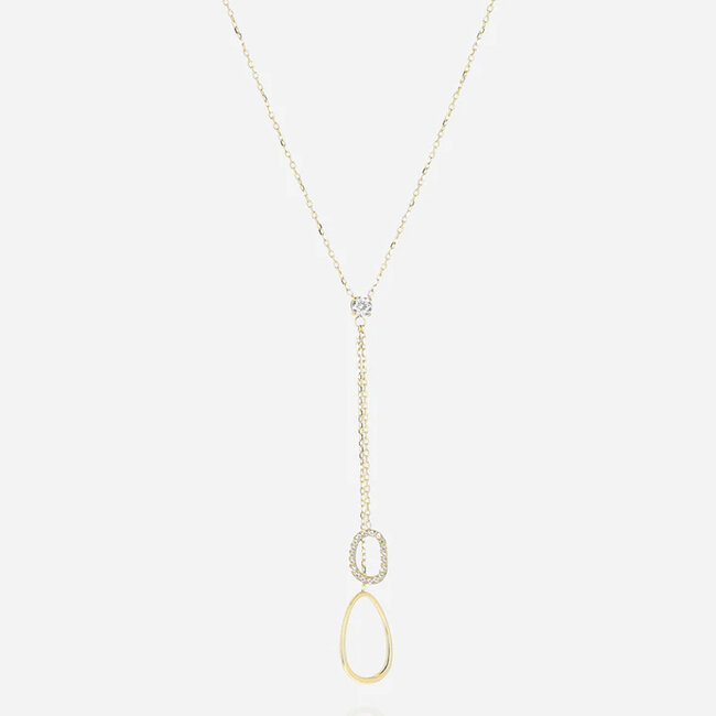 ZAG  Bijoux Goud ketting met ovaal hanger en zirconia steentje