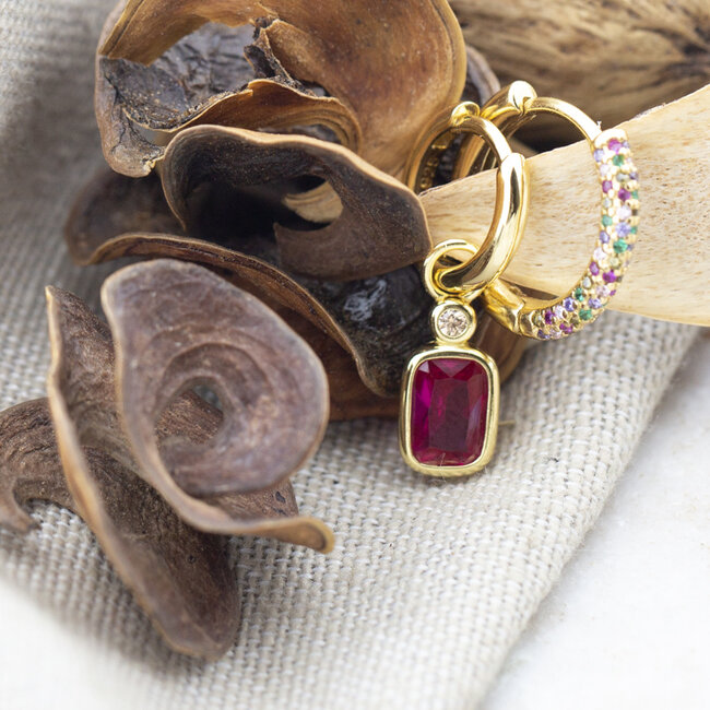 KARMA Goud zirconia kleurrijke creool oorbellen