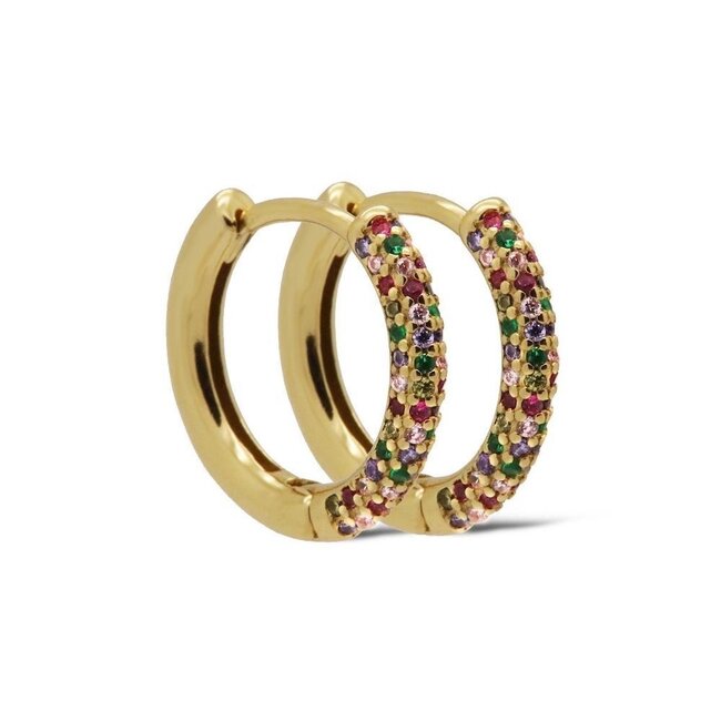 KARMA Goud zirconia kleurrijke creool oorbellen