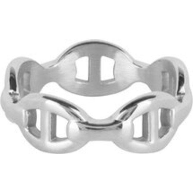 Ring zilver brede schakels