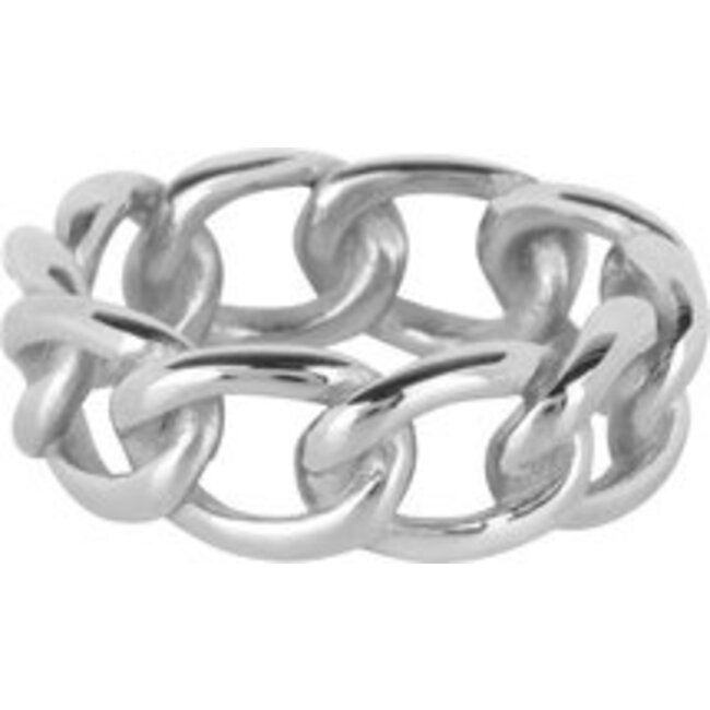 Ring zilver brede schakels