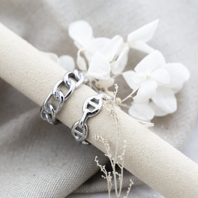 Ring zilver brede schakels