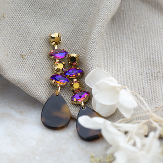 Day & Eve  Ovaal roze en bruine glitter stenen