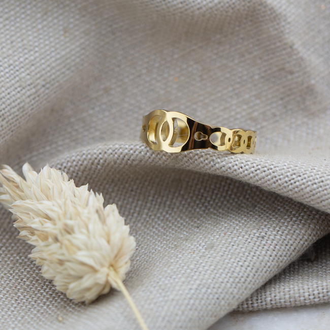 Biba Stainless steel goud ring verbonden symbool