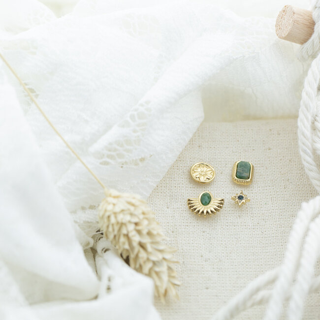 Bohm Paris Stainless steel natuursteen mix oorbellen