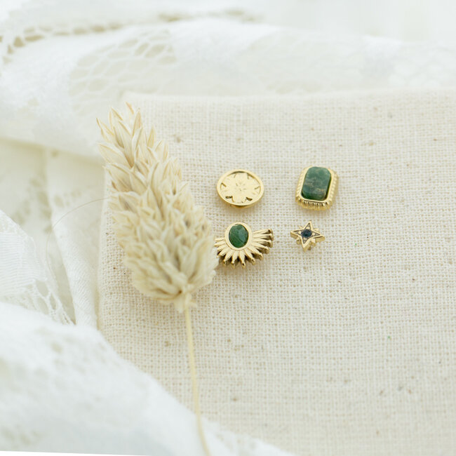 Bohm Paris Stainless steel natuursteen mix oorbellen