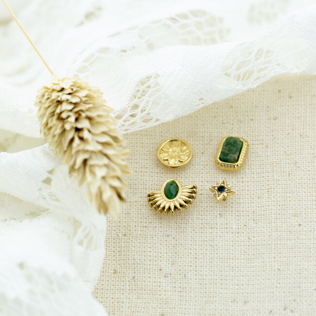 Bohm Paris Stainless steel natuursteen mix oorbellen