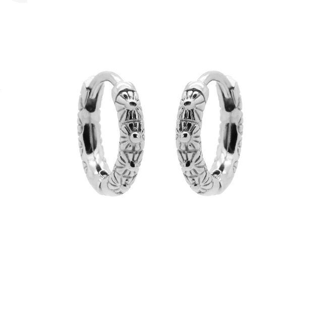 KARMA Echt zilver zeeuwse knop bloem creolen