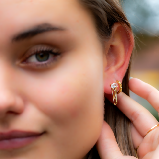 KARMA Goldplated  crystal zirconia  oorbellen sparkle