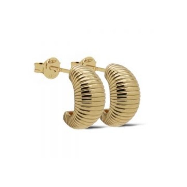 KARMA Goldplated  geribbelde teardrop oorbellen
