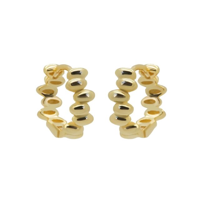 KARMA Goldplated ongelijke  geribbelde creolen