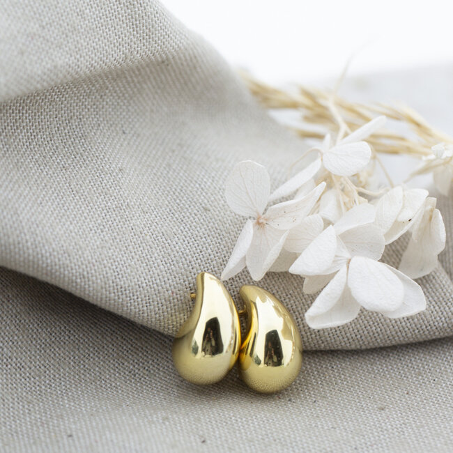 KARMA Goldplated chunky drop teardop druppel oorbellen
