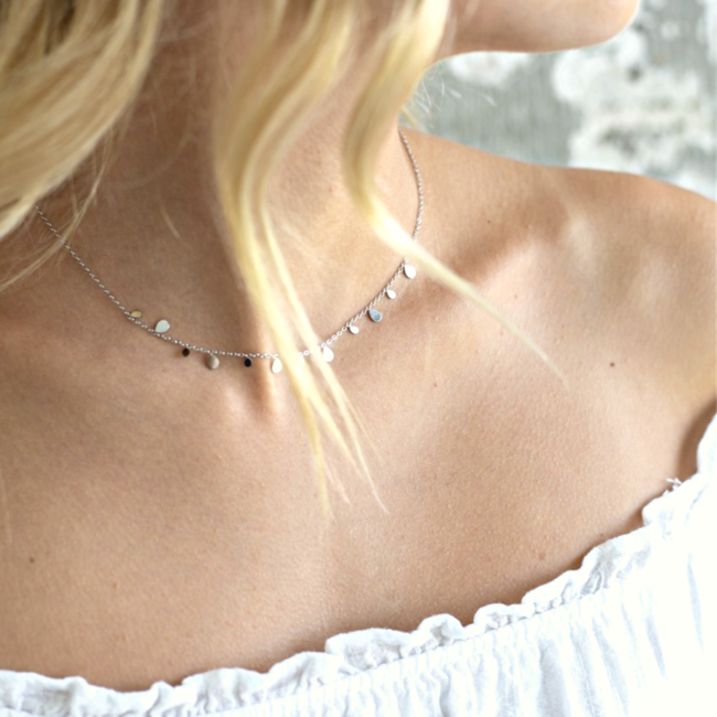Day & Eve  Ketting zilver met meerdere mini druppels