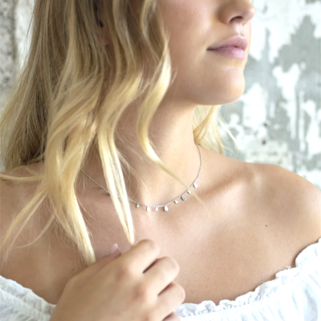 Day & Eve  Ketting zilver met meerdere mini druppels