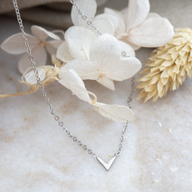 Day & Eve  Zilver kleine v ketting