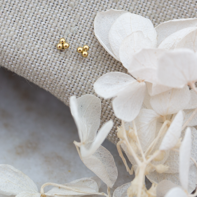 Day & Eve  Goud bolletjes stainless steel dots oorbellen