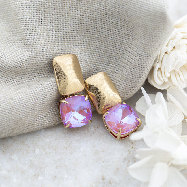 Biba Pink crystal oorbellen