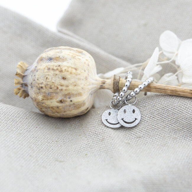 By Jam Gioielli Zilver smiley bolletjes creool oorbellen