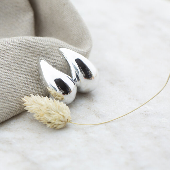 Day & Eve  Zilver teardrop oorbellen