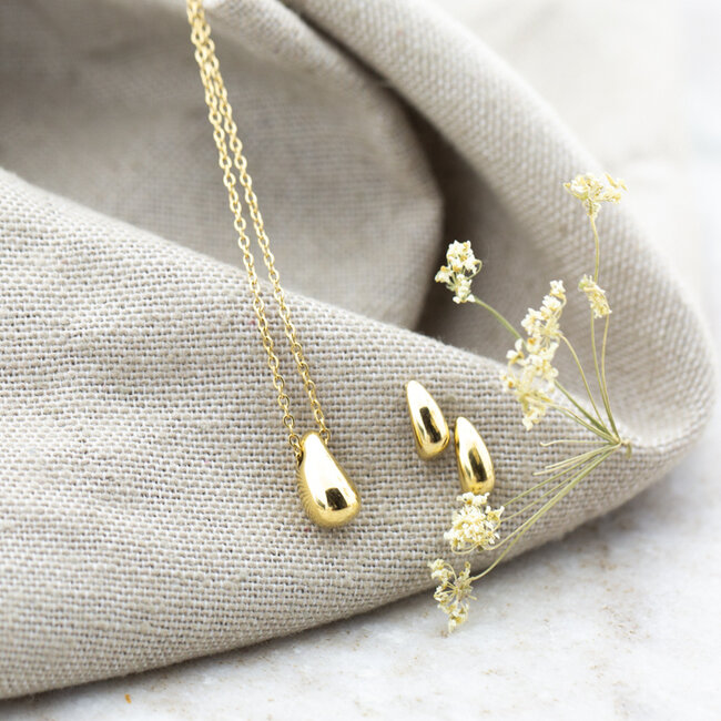 Day & Eve  Mini teardrop ketting en oorbellen