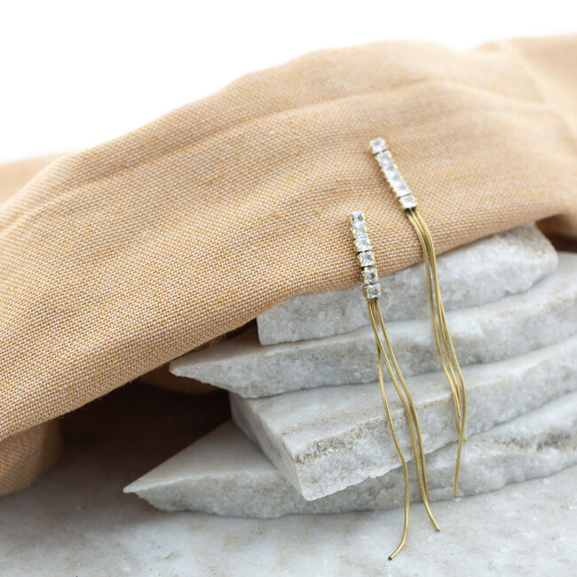 Day & Eve  Chique crystal strass lange oorbellen