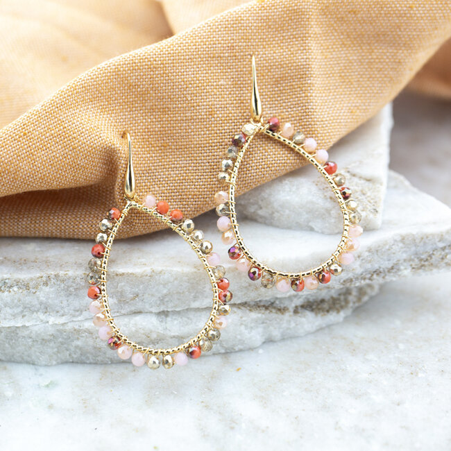 Day & Eve  Warm nude oranje bruine druppel oorbellen