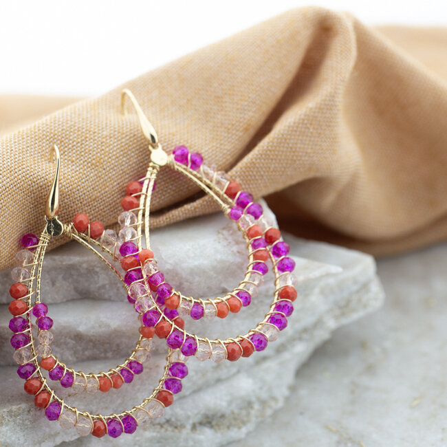 Day & Eve by Go Dutch Label Gedurfde roze oranje druppel oorbellen