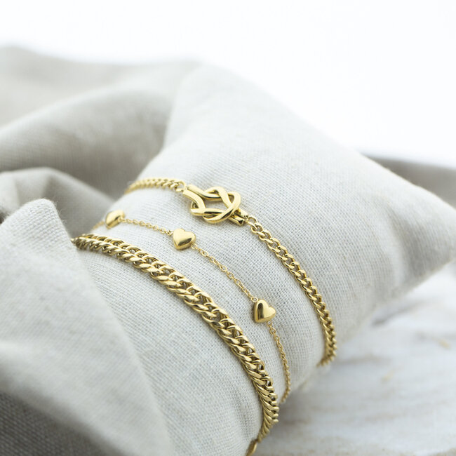 Day & Eve  Goud schakel, knoop of hart armband