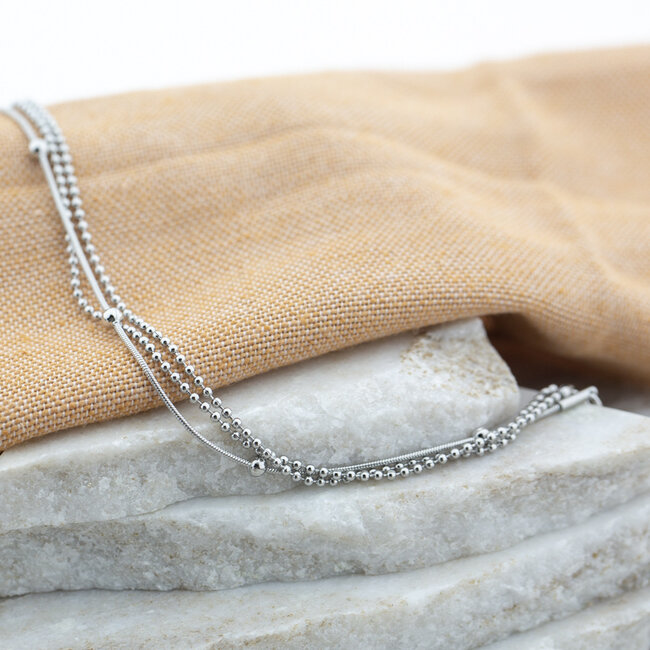 Day & Eve  Bolletjes dubbele  zilver armband