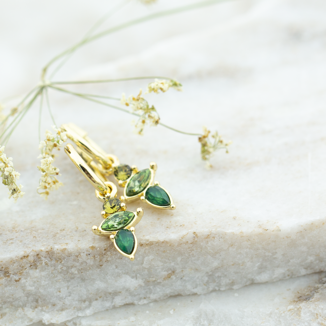 Groene crystal oorbellen
