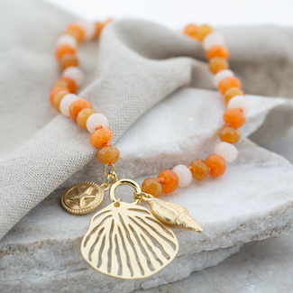 Biba Oranje strand schelpenketting