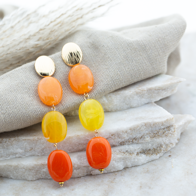 Biba Oranje gele zonnige grote opvallende oorbellen