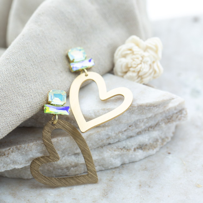 Day & Eve  Hart oorbellen met crystal stenen