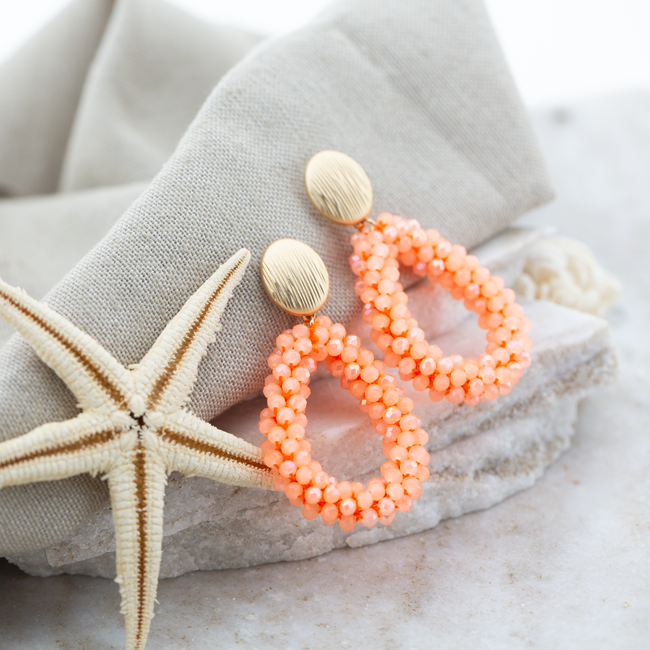 Biba Stralende oranje roze opvallende oorbellen