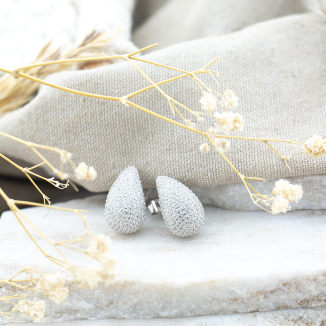 KARMA Zilver925 zirconia drop teardop druppel oorbellen