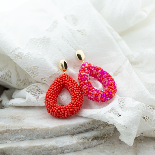 Day & Eve by Go Dutch Label Grote rode Druppel oorbellen