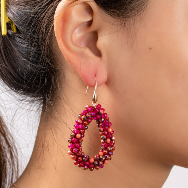 Day & Eve by Go Dutch Label Koraalrode of paarse druppel oorbellen